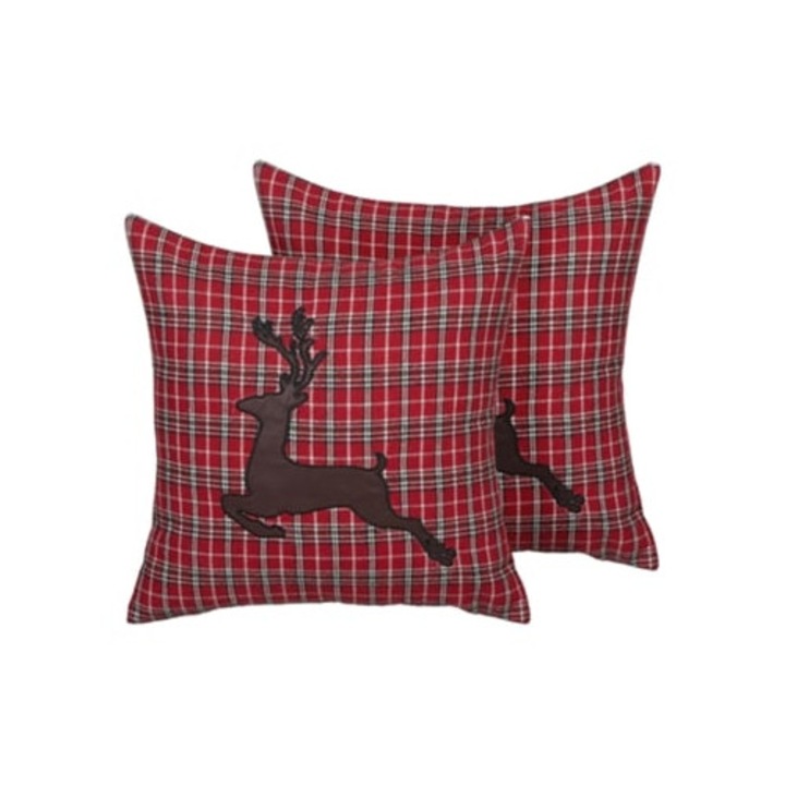 Set de 2 perne decorative Comet rosii din poliester 45x45x12cm