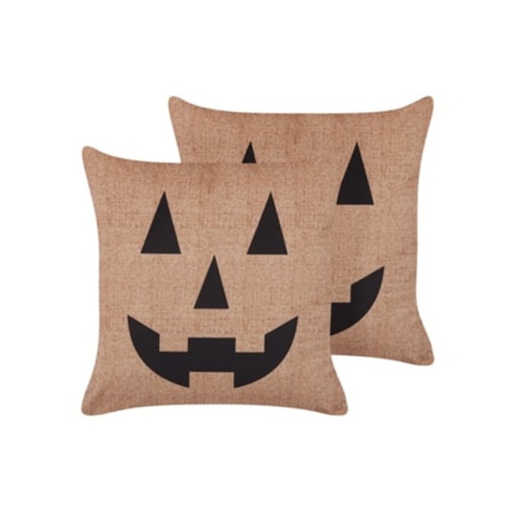 Set de 2 perne decorative BELIANI Sebes din catifea crem 45x45x12cm