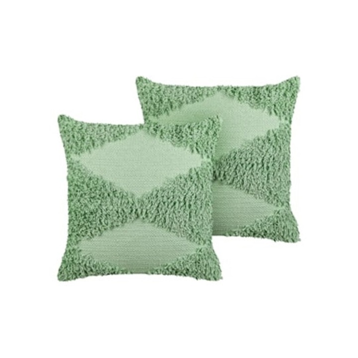 Set de 2 perne decorative BELIANI Rhoeo verzi din bumbac 45x45x14cm