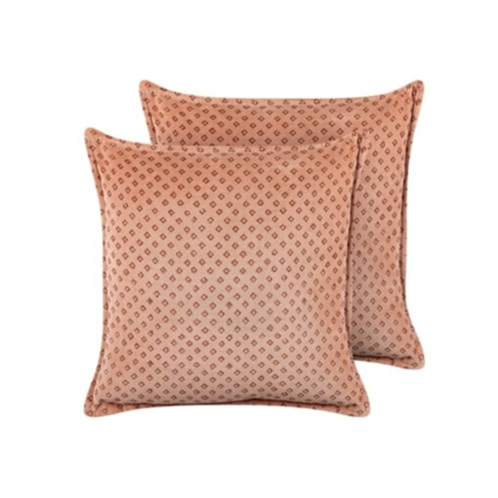 BELIANI Rhodocoma rózsaszín bársony díszpárna szett, 2 db, 45x45x10cm