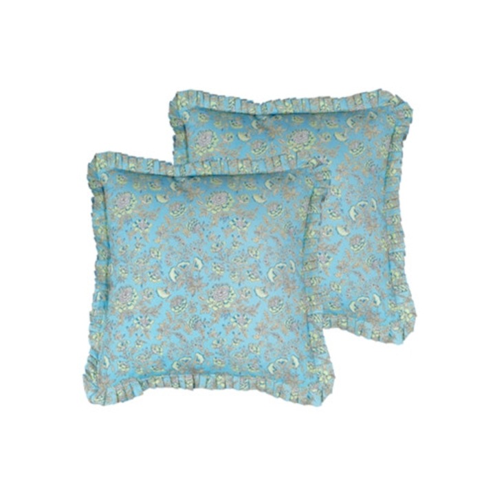 Set de 2 perne decorative BELIANI Amoena, bumbac, albastru, 45x45x10cm