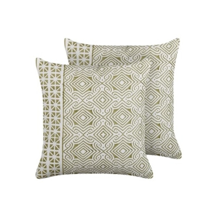 Set de 2 perne decorative BELIANI Larics verzi din bumbac 45x45x10cm