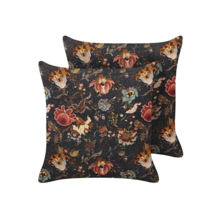 Ramonda díszpárna szett, 2 db, többszínű bársony, 45x45x10cm