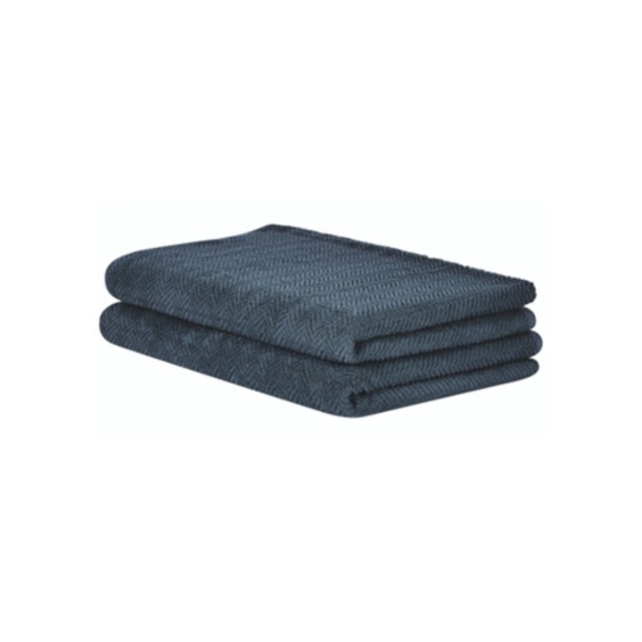 Set de 2 prosoape BELIANI Mitiaro, bumbac, albastru, 100x0.1x150cm