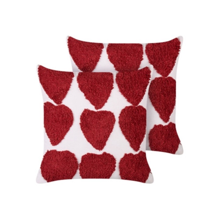 Set de 2 perne decorative BELIANI Mingora din bumbac alb 45x45x4cm