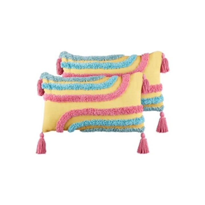 Set 2 fete perne decorative bumbac multicolor 50x30x4cm
