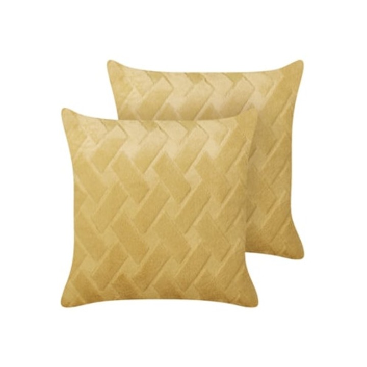 BELIANI Sitapur 2 db sárga műbőr díszpárna szett 45x45x4cm
