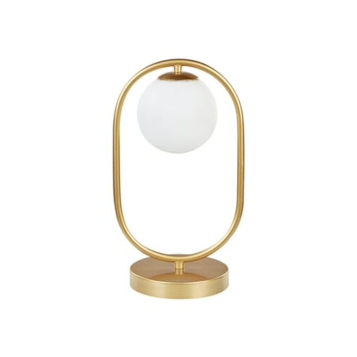 Veioza Beliani, lampa de masa din fier, sticla aurie, 14x14x35cm