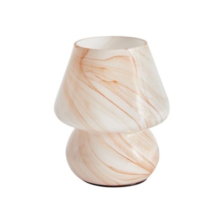 Veioza BELIANI Lobo, sticla crem, 14x14x18cm