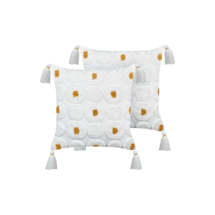 Set de 2 perne decorative BELIANI Azalia bumbac alb 45x45x4cm