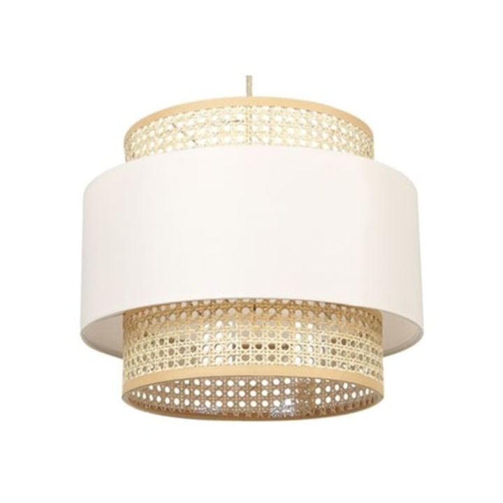 Lampa suspendata YUMURI 172 cm crem si ratan natural
