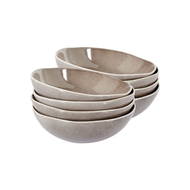 Costmary 8 darabos szürke kerámia mélytányér szett Beliani