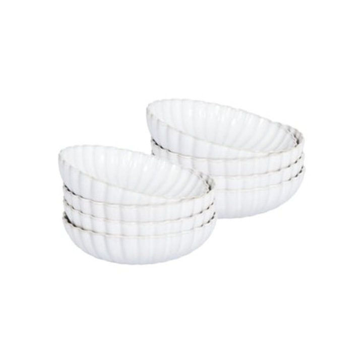 8 részes kerámia tányérkészlet, Nettle, krém és fehér