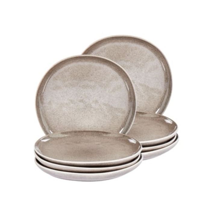 Beliani szürke kerámia desszerttányér szett, 8 darab