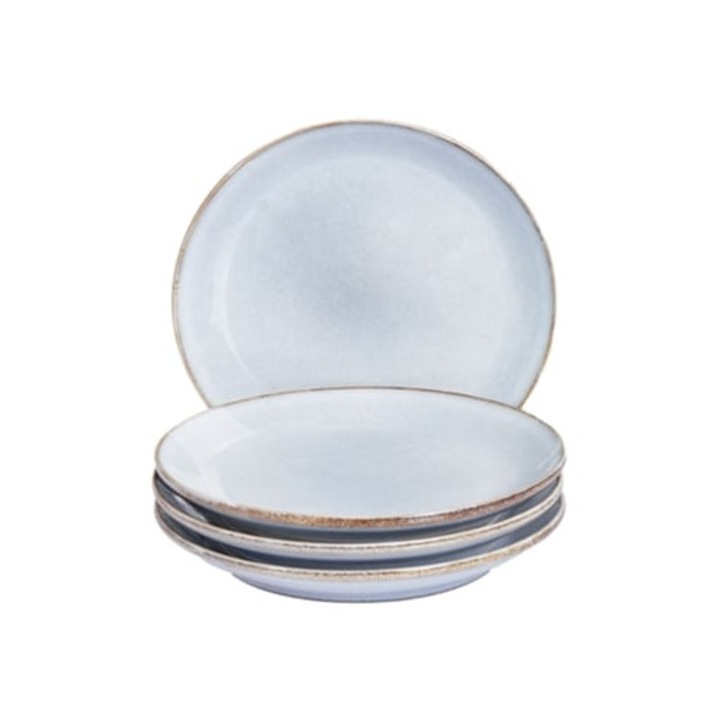 Set de 4 farfurii de desert din ceramica Juniper, albastru deschis