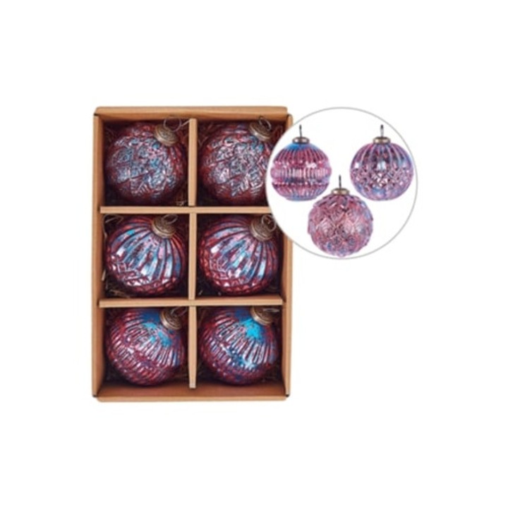 Set globuri de Craciun 6 bucati roz ASTRAL