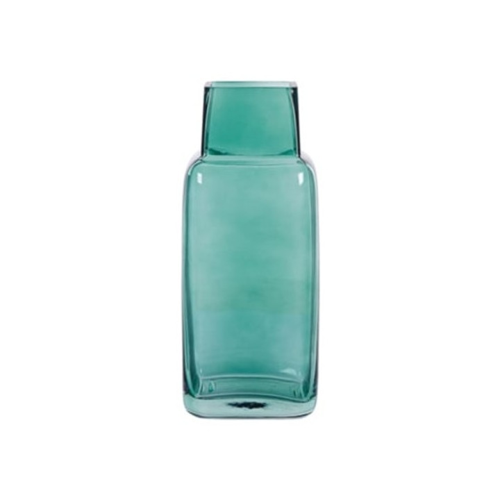 Vaza decorativa din sticla verde, model Merbaka, 10x10x26cm