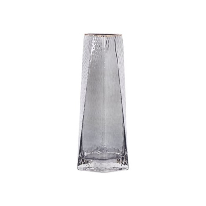 Vaza decorativa Lilaia din sticla gri 12x12x27 cm