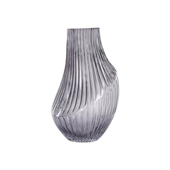 Vaza decorativa Myrsina, sticla gri, 20x20x36 cm