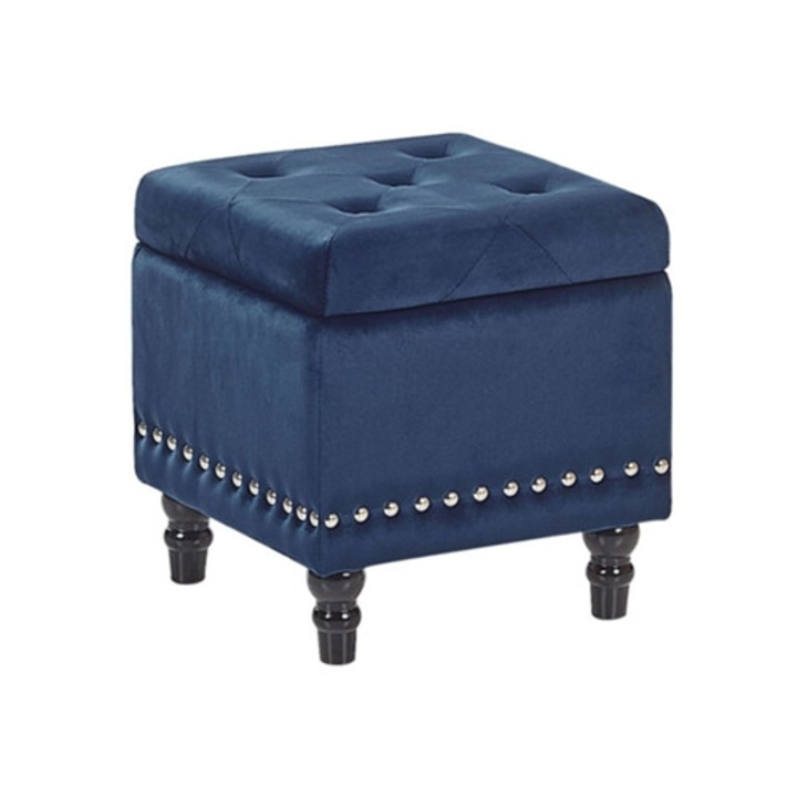 Loretto ülőke, kék bársony, 37x37x40cm