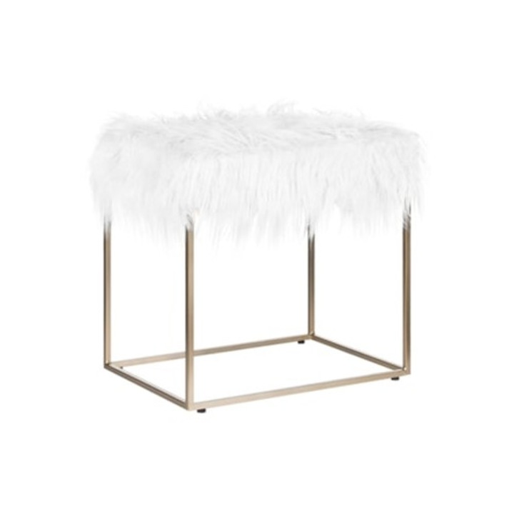 BELIANI Manhattan puff, fehér poliészter, 44x33x39cm