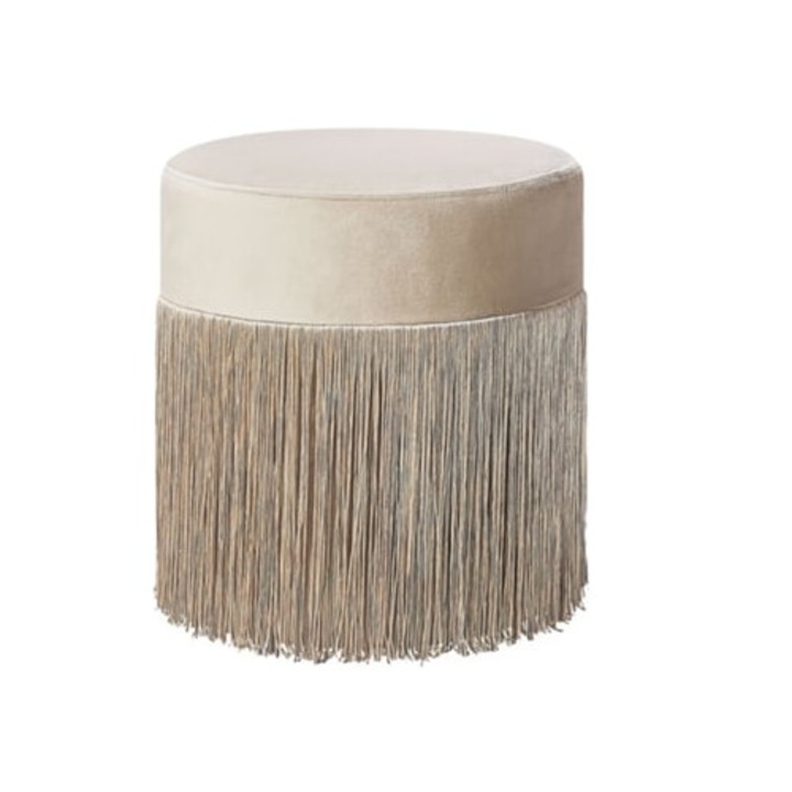 Taburet Beliani Virginia, catifea crem, 36x36x38cm