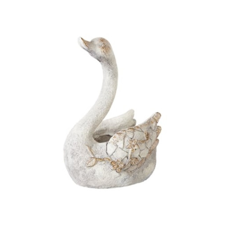 Accesoriu decorativ in forma de lebada, alb, 21x14x40cm