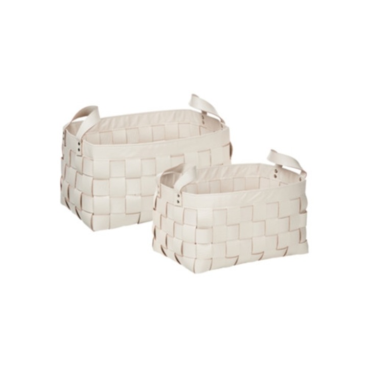 Cutii depozitare, beliani, piele sintetica, alb, 37x26x21cm