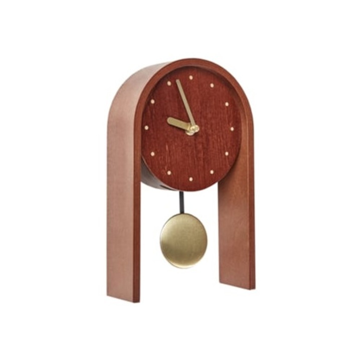 Ceas decorativ pendul Ferden, maro inchis, 15x6x25cm