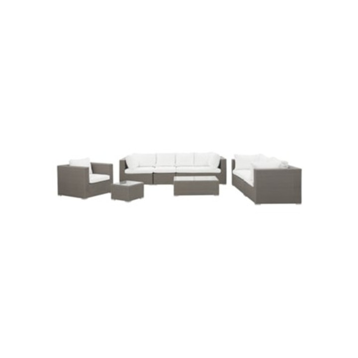 Set mobilier gradina Maestro, rattan sintetic, gri, 282x90x70cm