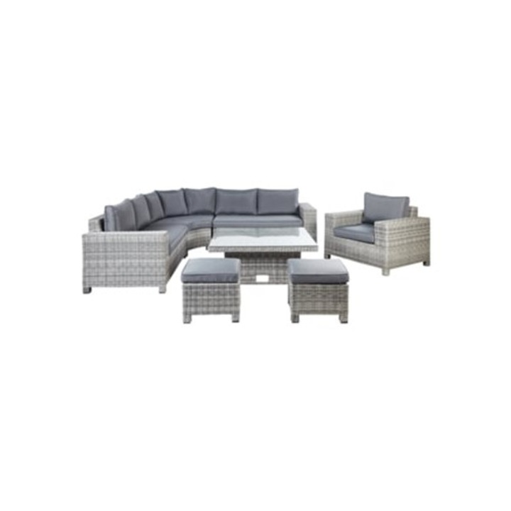Set mobilier gradina 7 piese Teglio rattan sintetic gri 265x265x83cm