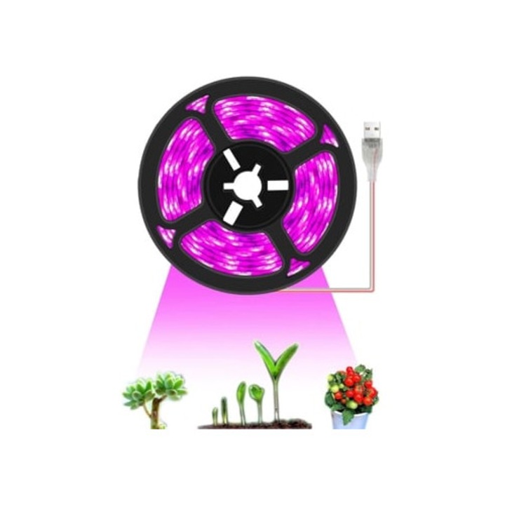 LED лампа за растения, 3м, водоустойчива, интериорно осветление