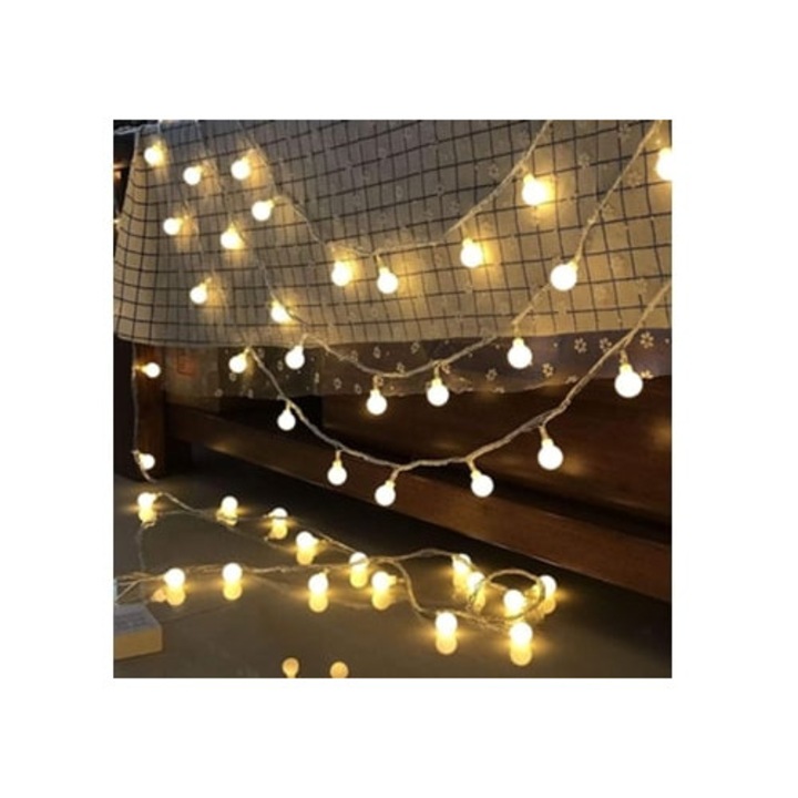 Karácsonyi világítás, 40 db LED, meleg fehér, 6m, elemes