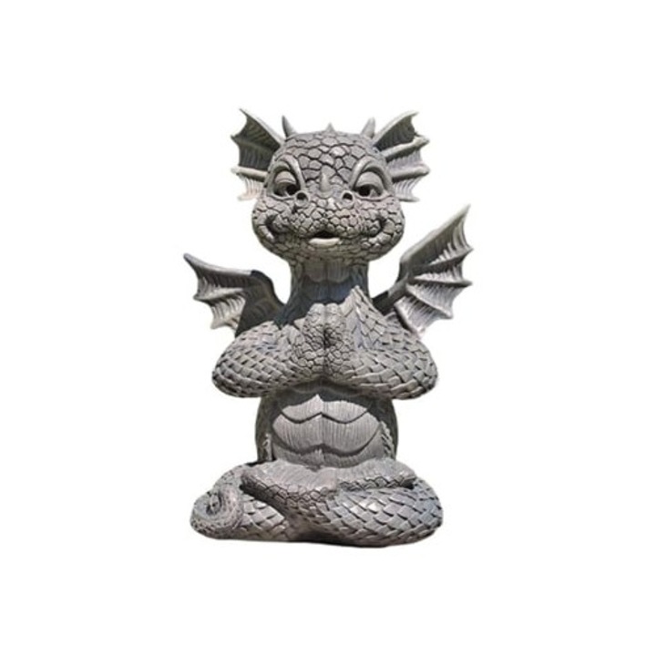 Sárkány szobor gyantából, Zen dekoráció, Buddha szobor, Kerti kiegészítők, Többszínű, 30x45cm