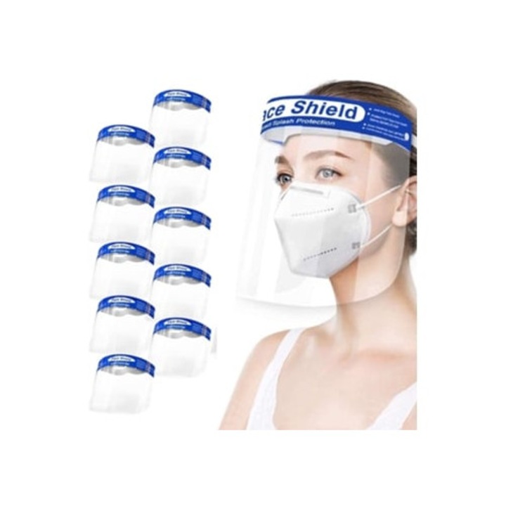 Védősisak készlet, 10 darab, teljes védelem, páramentes átlátszó lencse, könnyű, gumiszalaggal