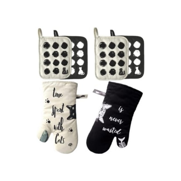 Konyhai kesztyűk, hőálló, puha pamut bélés, tapadásmentes, mintás