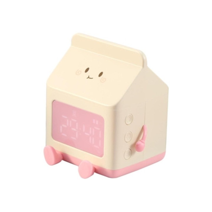 Gyermek ébresztőóra, tejesdoboz forma, szundi funkció, alvás tréning, 30x15cm