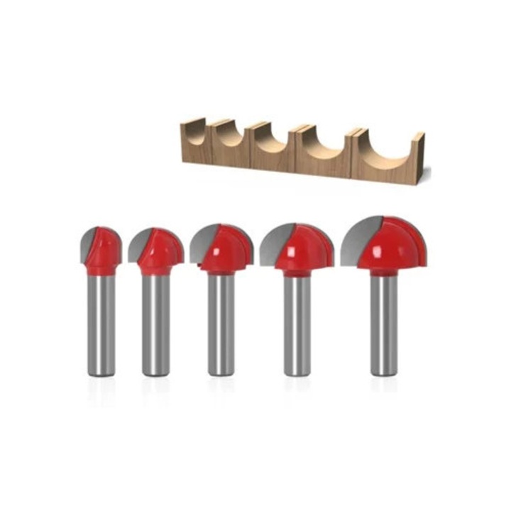 Freza de lemn cu fund rotund, 8mm, set de frezare Zeuxo