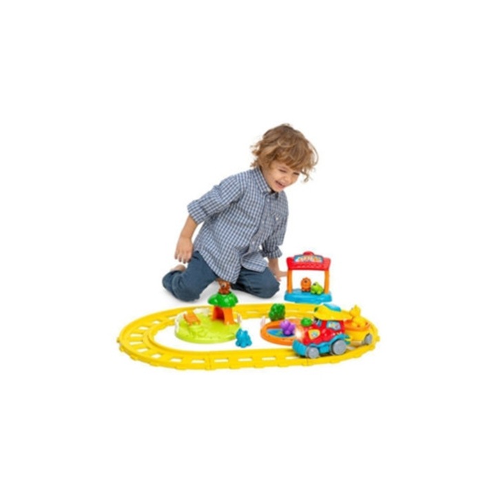Влакче с животни CHICCO, интерактивна играчка за бебета, двуезична
