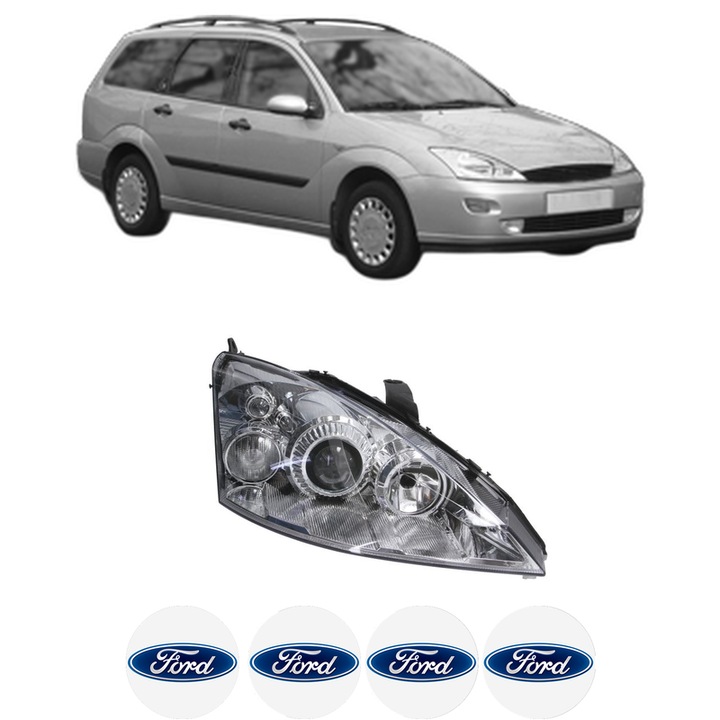 Far Dreapta Fata FORD FOCUS I Turnier (DNW) din 1999-2005, Auto, DEPO, 4x Stickere auto cu FORD