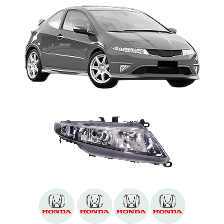 Far Dreapta Fata HONDA CIVIC VIII Hatchback (FN, FK) din 2005-2012, Auto, DEPO, 4x Stickere auto cu HONDA