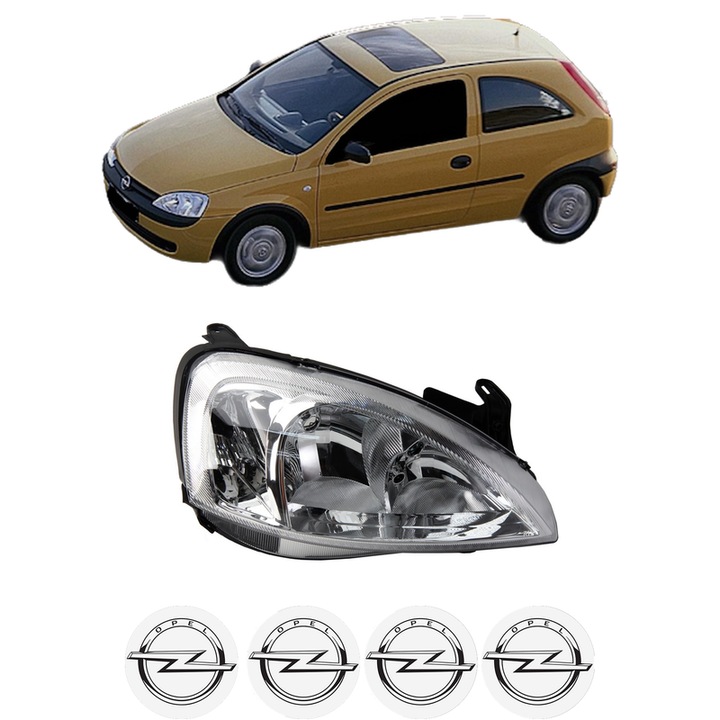 Far Dreapta Fata OPEL CORSA C (X01) din 2000-2009, Auto, DEPO, 4x Stickere auto cu OPEL