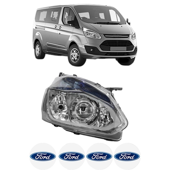 Far Dreapta Fata FORD TOURNEO CUSTOM V362 Bus (F3) din 2012-2023, Auto, DEPO, 4x Stickere auto cu FORD