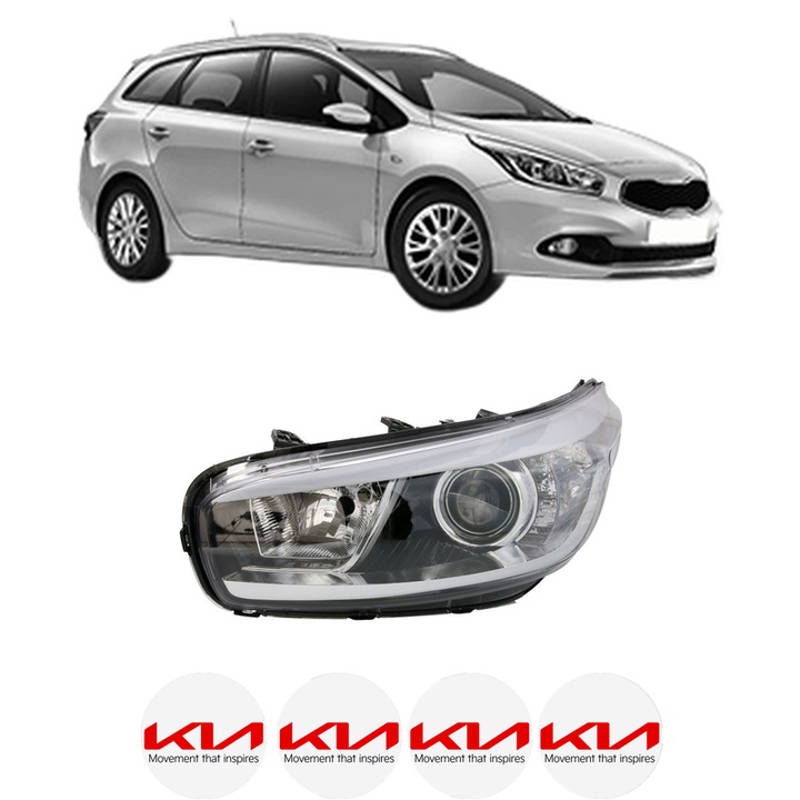 Far Stanga Fata KIA CEE'D Sportswagon (JD) din 2012-2018, Auto, DEPO, 4x Stickere auto cu KIA