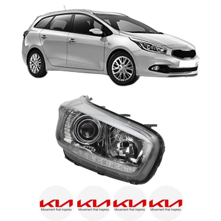 Far Dreapta Fata KIA CEE'D Sportswagon (JD) din 2012-2018, Auto, DEPO, 4x Stickere auto cu KIA