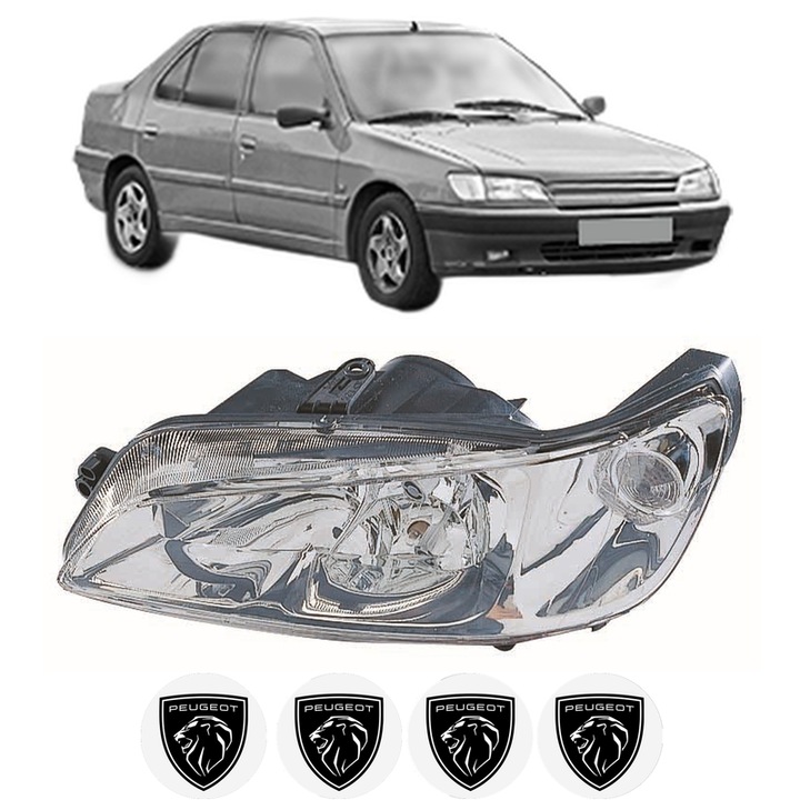 Far Stanga Fata PEUGEOT 306 (7B, N3, N5) din 1994-2001, Auto, DEPO, 4x Stickere auto cu PEUGEOT