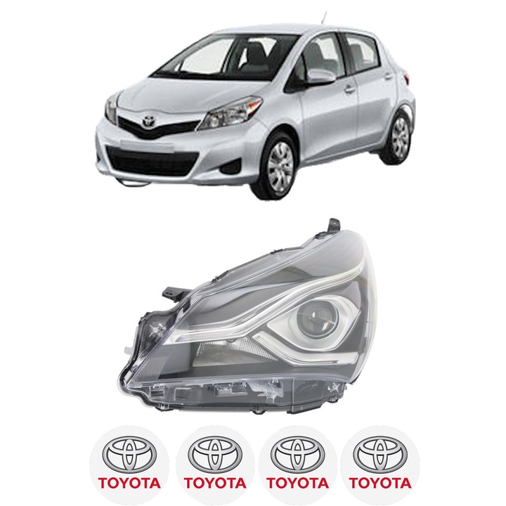 Far Stanga Fata TOYOTA YARIS Hatchback Van (_P13_) din 2012-2020, Auto, DEPO, 4x Stickere auto cu TOYOTA