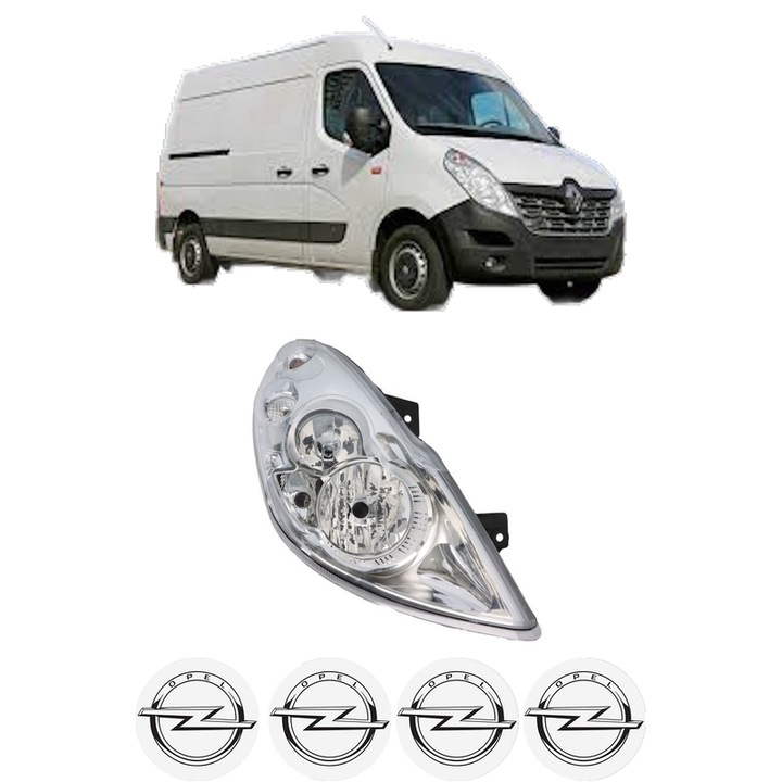 Far Dreapta Fata OPEL MOVANO B Van (X62) din 2010-2019, Auto, DEPO, 4x Stickere auto cu OPEL