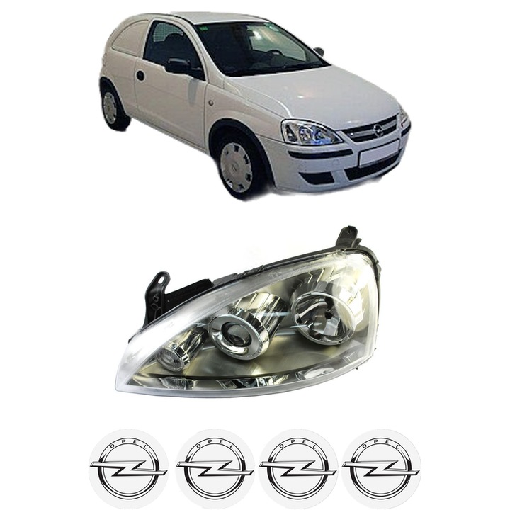 Far Stanga Fata OPEL CORSA C Hatchback Van (X01) din 2000-2012, Auto, DEPO, 4x Stickere auto cu OPEL