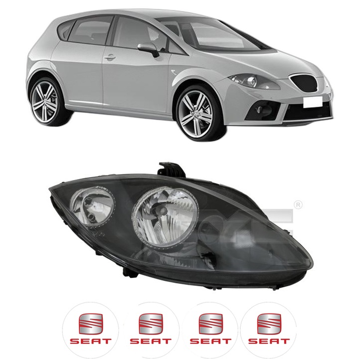 Far Dreapta Fata SEAT LEON (1P1) din 2005-2013, Auto, TYC, 4x Stickere auto cu SEAT